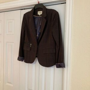 Vintage Fitted Brown Blazer with Eclectic Lining